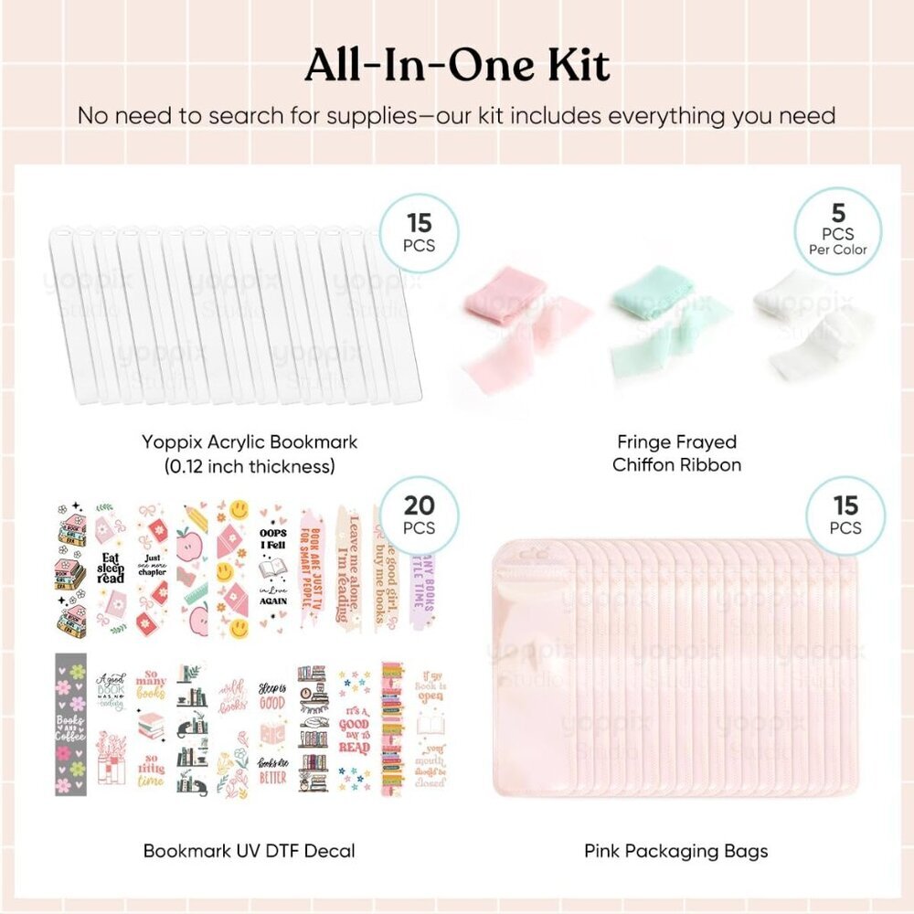 15 Pieces Acrylic Bookmark Blanks 3mm Thicken Bookmark Making Kit with 20 Pcs Bo - Picture 3 of 7